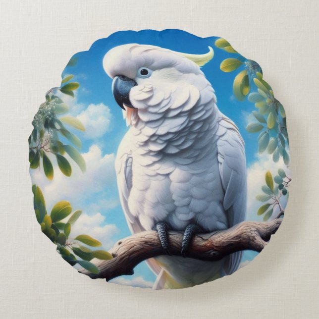 Cockatoo art rund kudde (Framsidan)