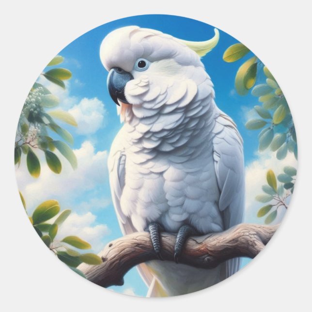 Cockatoo art runt klistermärke (Framsida)
