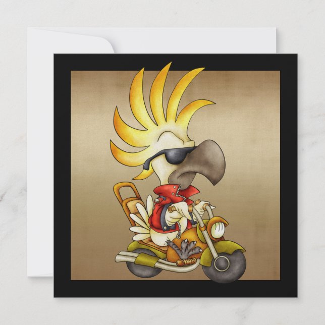 Cockatoo Biker - SRF Inbjudningar (Framsida)