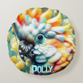 Cockatoo Bird Yellow Poppies Personalized Rund Kudde