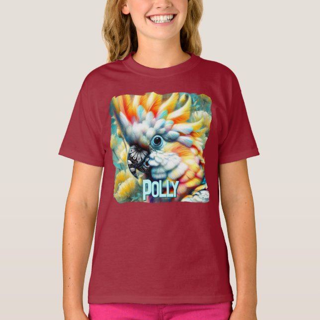 Cockatoo Bird Yellow Poppies Personalized T Shirt (Framsida)