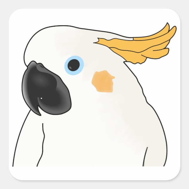 Cockatoo Bust Fyrkantigt Klistermärke (Framsida)