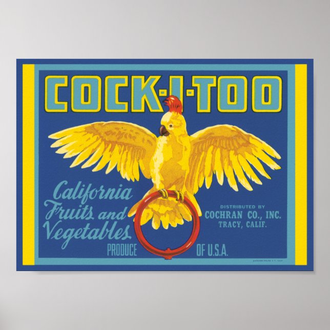 Cockatoo California Fruit and Vegetable Poster (Framsidan)