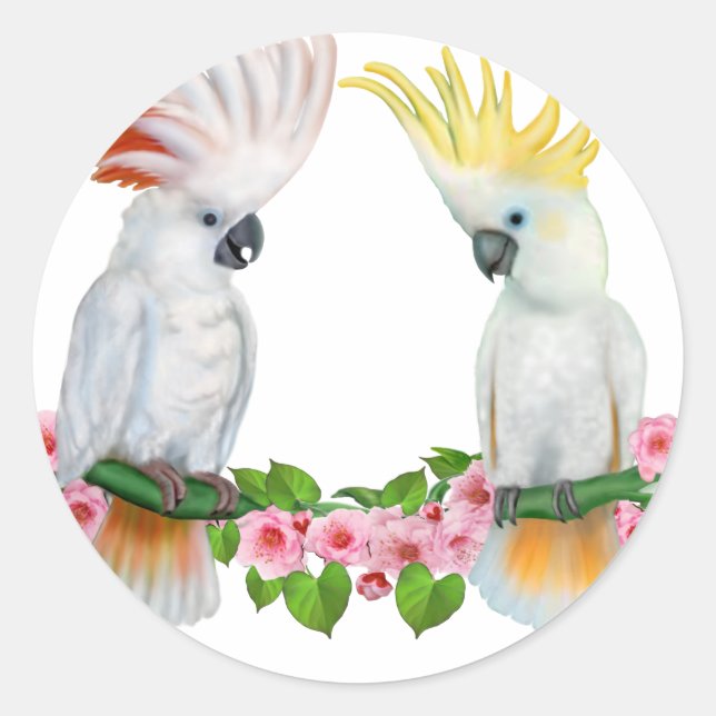 COCKATOO COURTSHIP RUNT KLISTERMÄRKE (Framsida)