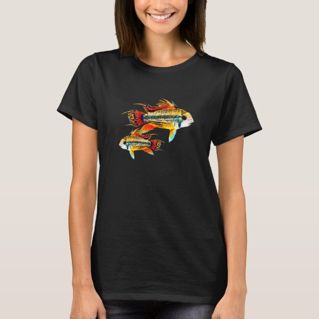 Cockatoo Dwarf Cichlid Apistogramma Cichlids Aquar T Shirt (Framsida)