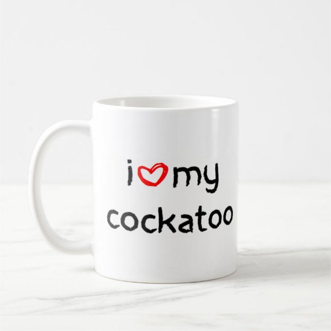 cockatoo-hjärta kaffemugg (Vänster)