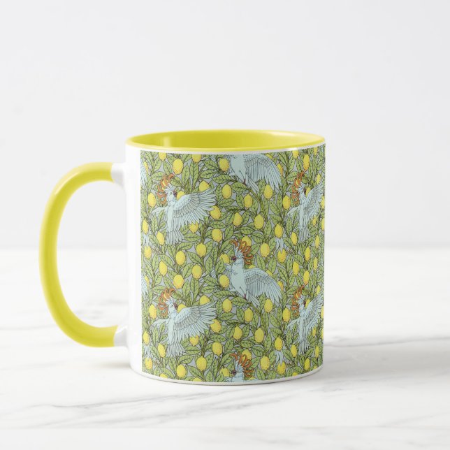 Cockatoo med citronutskrift mugg (Vänster)