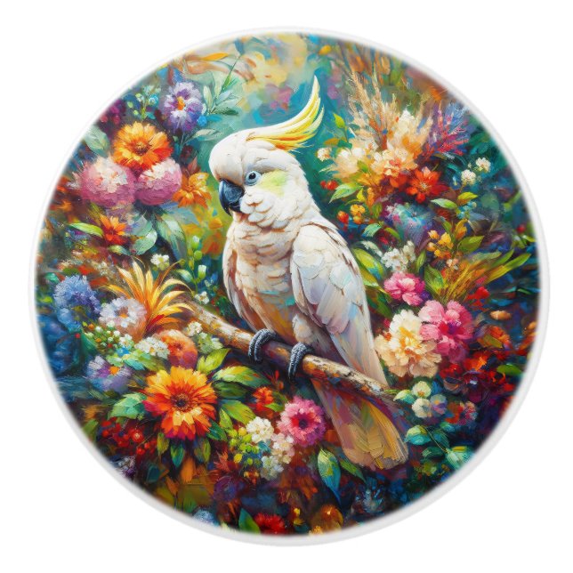 Cockatoo med färgade blommor knopp (Framsidan)