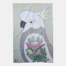 Cockatoo med Kung Protea Tatto Tea Towel