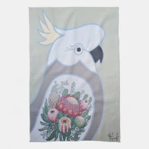 Cockatoo med Waratah Tatto Tea Towel