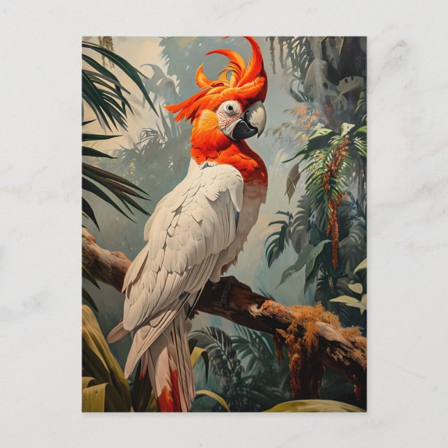 Cockatoo Porträtt Vintage Vykort (Framsida)