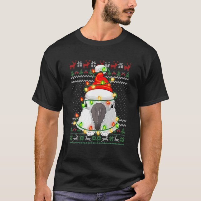 Cockatoo Santa Parrot Ugly jul Sweater Bird T Shirt (Framsida)