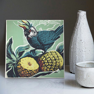 Cockatoos ananasförföljelse: Mid-Century Inspired Kakelplatta