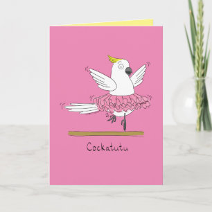 Cockatutu - Cockatoo Bird Ballerina Greeting Card Kort