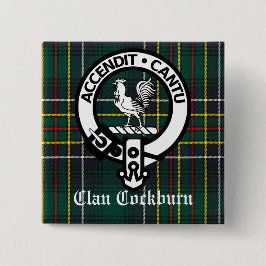 Cockburn-klanens vapensköld och tartan knapp