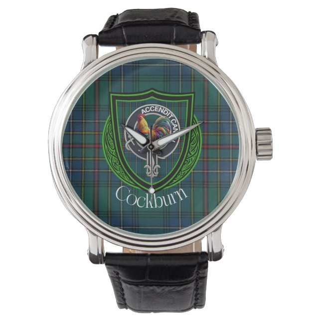Cockburn Scottish Clan Tartan & Crest Armbandsur (Framsida)