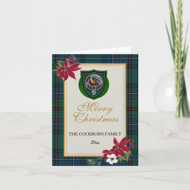 Cockburn Scottish Clan Tartan & Crest Kort (Framsida)