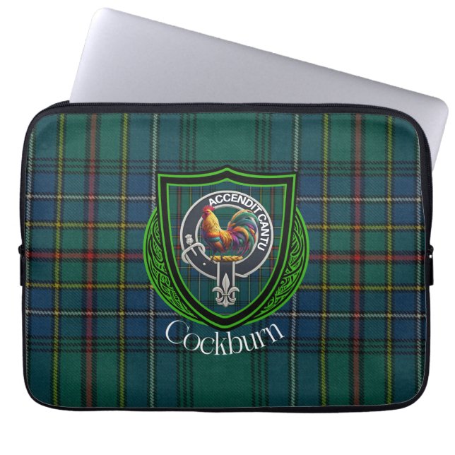 Cockburn Scottish Clan Tartan & Crest Laptop Fodral (Framsidan)