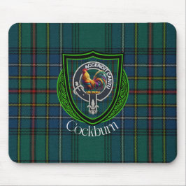 Cockburn skotska klan tartan och vapensköld musmatta