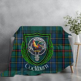 Cockburn skotska klan tartan vapen fleecefilt
