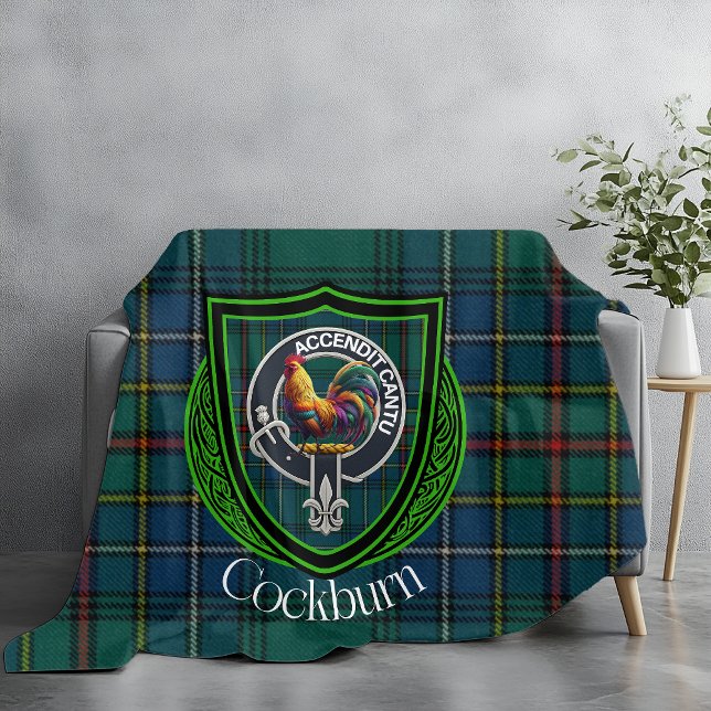 Cockburn skotska klan tartan vapen fleecefilt (Skapare uppladdad)
