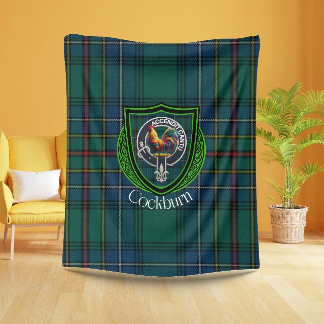 Cockburn skotska klan tartan vapen fleecefilt (Skapare uppladdad)