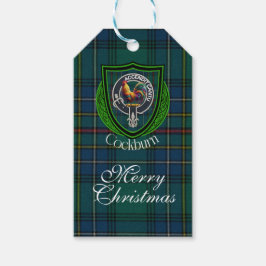 Cockburn skotska klanens tartan & vapensköld presentetikett