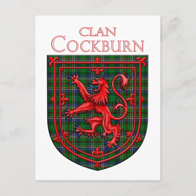 Cockburn Tartan Skotsk Randig Lejon Uppgående Vykort (Framsida)