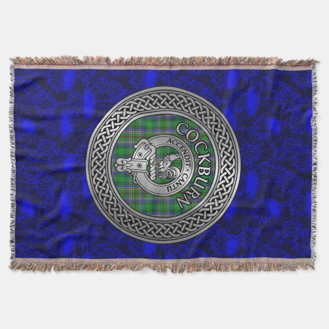 Cockburnklanens vapensköld & tartan knut filt (Framsidan)