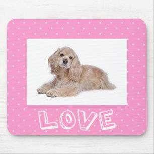 Cocker Puppy Kärlek Rosa Polka Dot Mousepad Musmatta