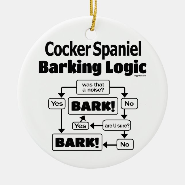 Cocker Spain Barking Logic Julgransprydnad Keramik (Framsidan)