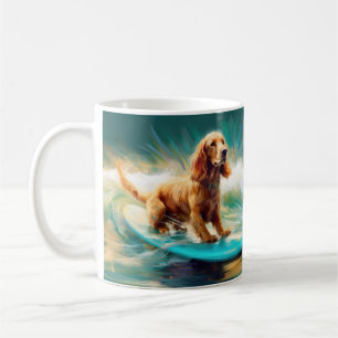 Cocker Spain Beach Surfing Painting Kaffemugg
