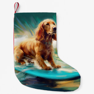 Cocker Spain Beach Surfing Painting Liten Julstrumpa