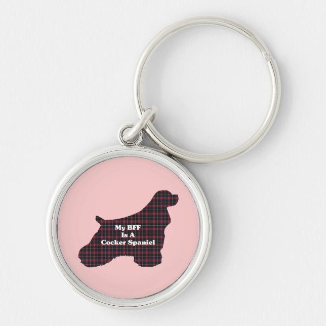 Cocker Spain BFF Rund Silverfärgad Nyckelring (Framsidan)