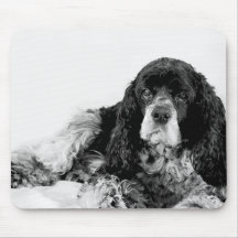 Cocker Spain Black and White Mouse Pad