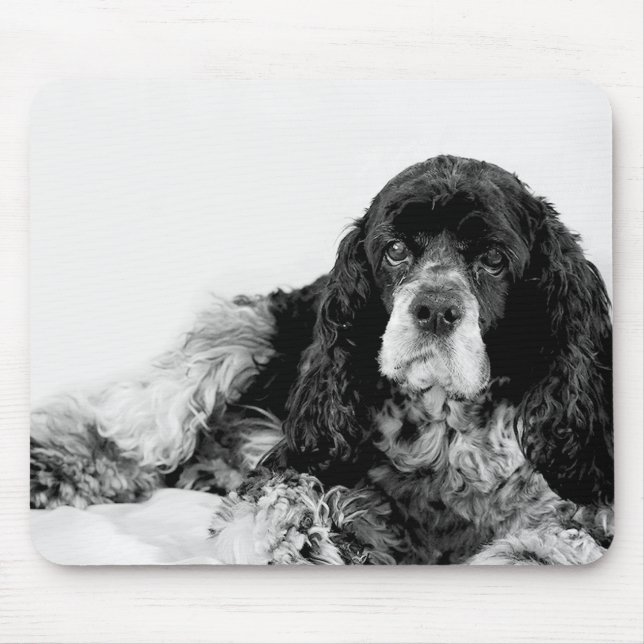 Cocker Spain Black and White Mouse Pad Musmatta (Framsidan)