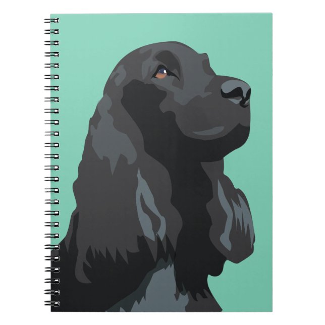 Cocker Spain - Black - Basic Breed Templates Anteckningsbok Med Spiral (Framsidan)