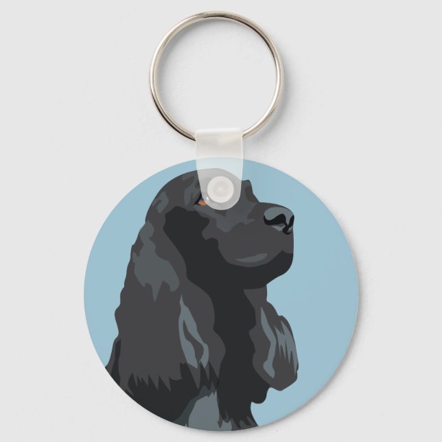 Cocker Spain - Black - Basic Breed Templates Nyckelring (Framsida)