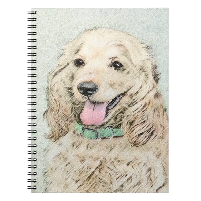 Cocker Spain Buff Painting - Original Hund Art Anteckningsbok (Framsidan)