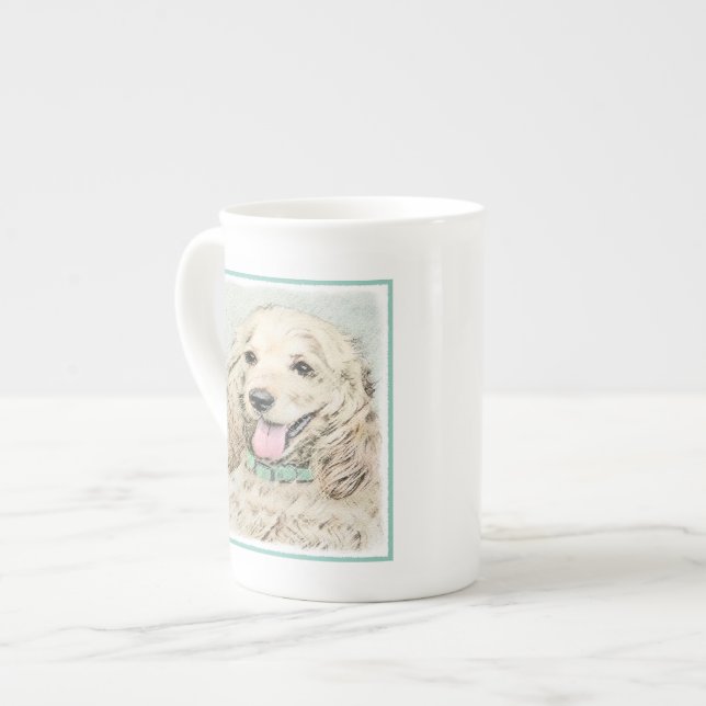Cocker Spain Buff Painting - Original Hund Art Benporslin Mugg (Framsida vänster)