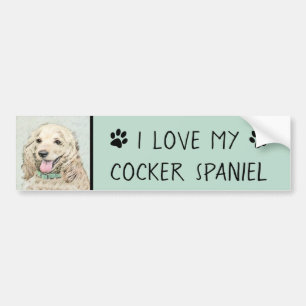 Cocker Spain Buff Painting - Original Hund Art Bildekal