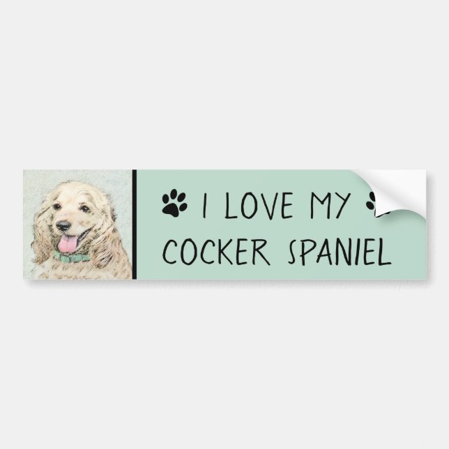 Cocker Spain Buff Painting - Original Hund Art Bildekal (Framsidan)