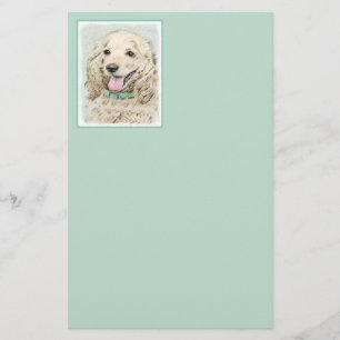 Cocker Spain Buff Painting - Original Hund Art Brevpapper