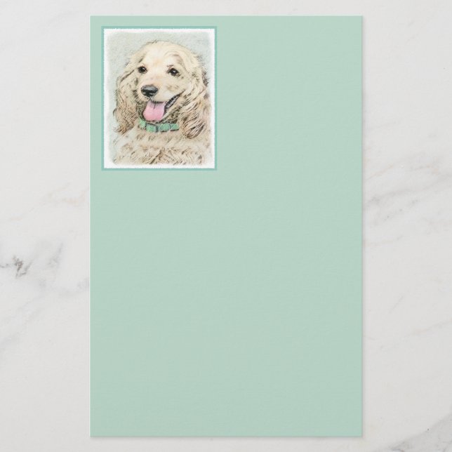 Cocker Spain Buff Painting - Original Hund Art Brevpapper (Framsida)