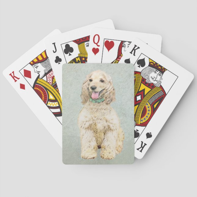 Cocker Spain Buff Painting - Original Hund Art Casinokort (Baksidan)