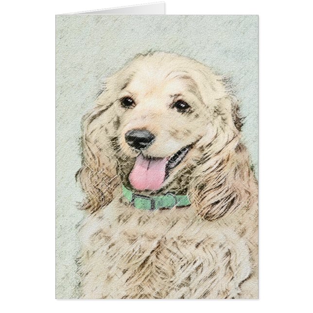 Cocker Spain Buff Painting - Original Hund Art Hälsningskort (Framsidan)
