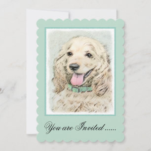 Cocker Spain Buff Painting - Original Hund Art Inbjudningar
