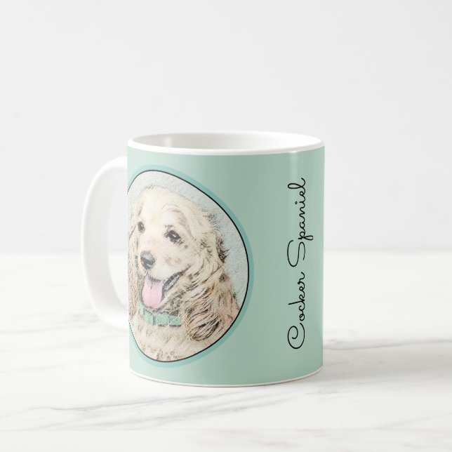 Cocker Spain Buff Painting - Original Hund Art Kaffemugg (Framsida vänster)
