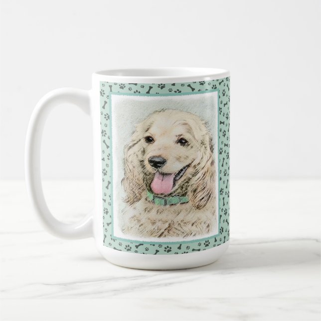 Cocker Spain Buff Painting - Original Hund Art Kaffemugg (Vänster)