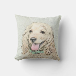 Cocker Spain Buff Painting - Original Hund Art Kudde